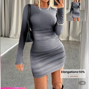 Chic Long Sleeve Gray Dress